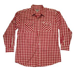 Y2K Ablanche Red White Gingham Check Long Sleeve Shirt 3XL Cotton‎